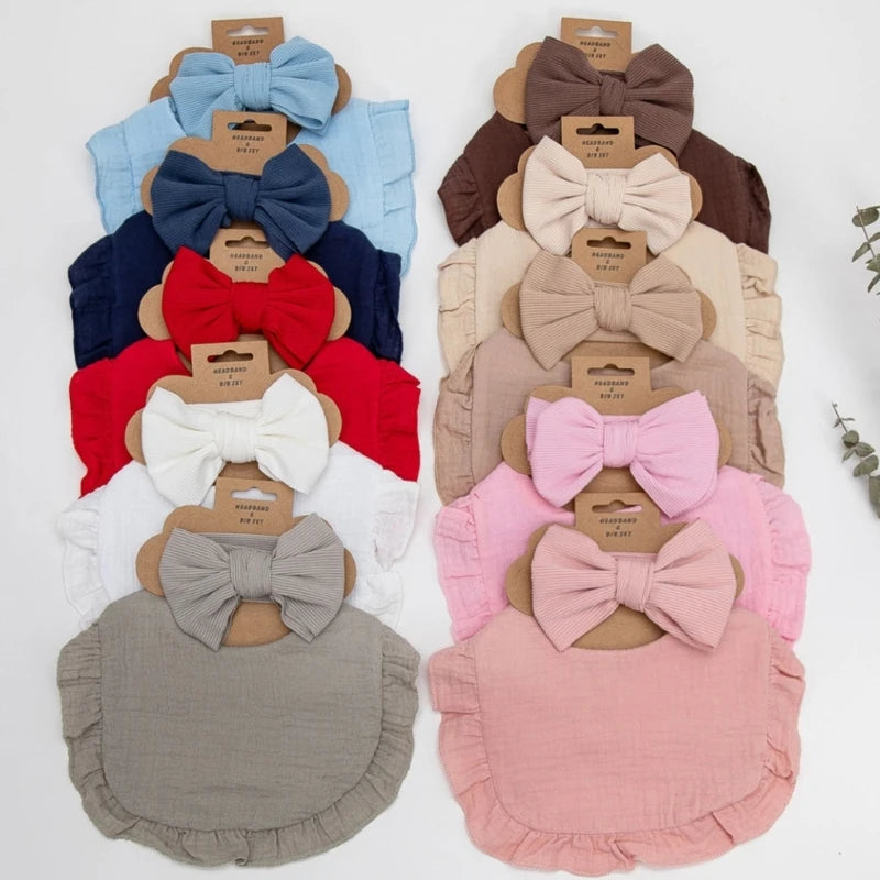 Bavoir Bébé avec Bandeau à Nœud